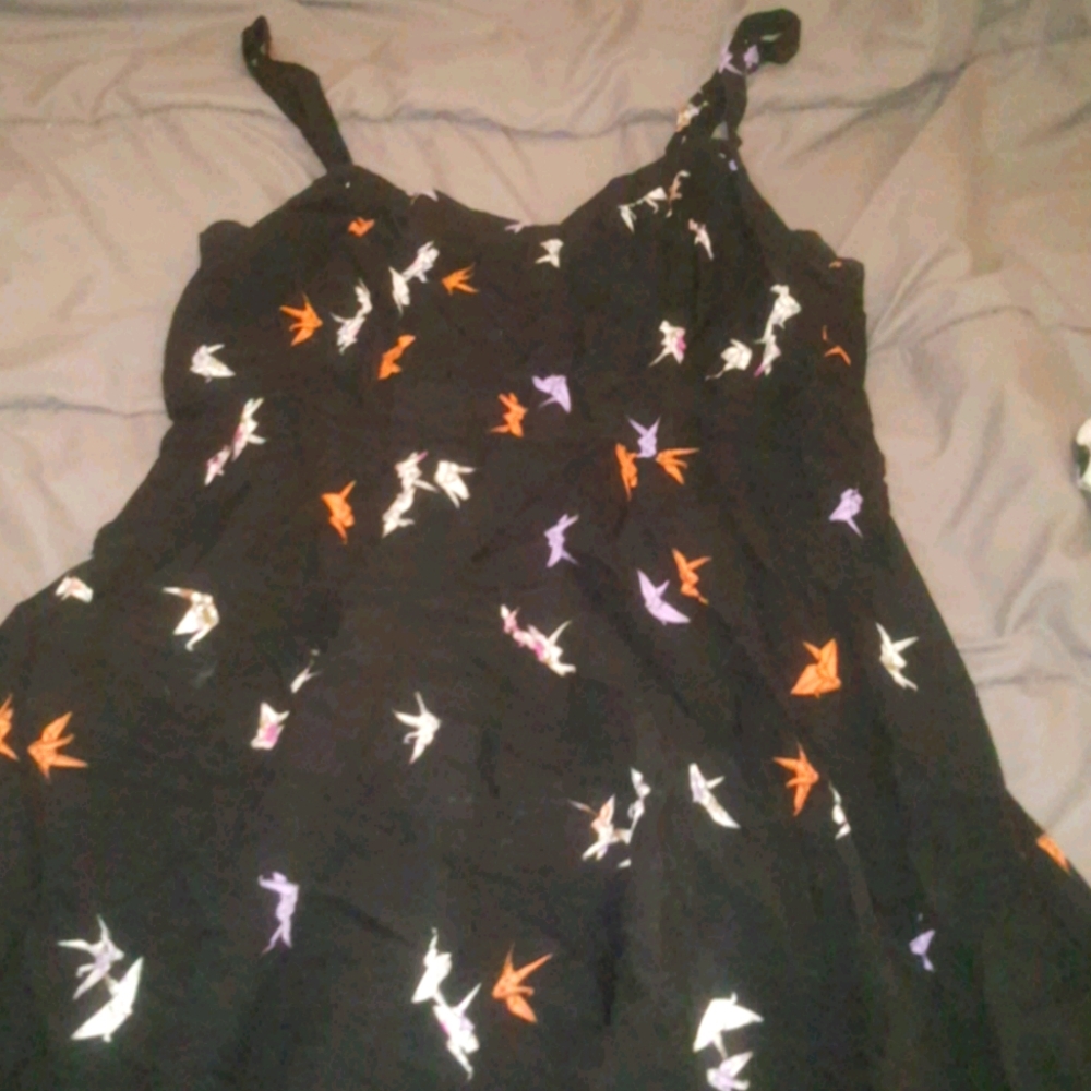 Torrid black skater dress origami crane